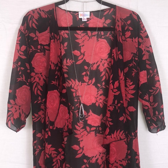 LuLaRoe Sweaters - LuLaRoe Cardigan - Black w/Red Rose Print